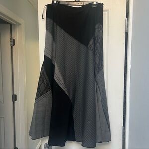 NWT Alexis Roe Black and Gray Asymmetrical Maxi Skirt size XL